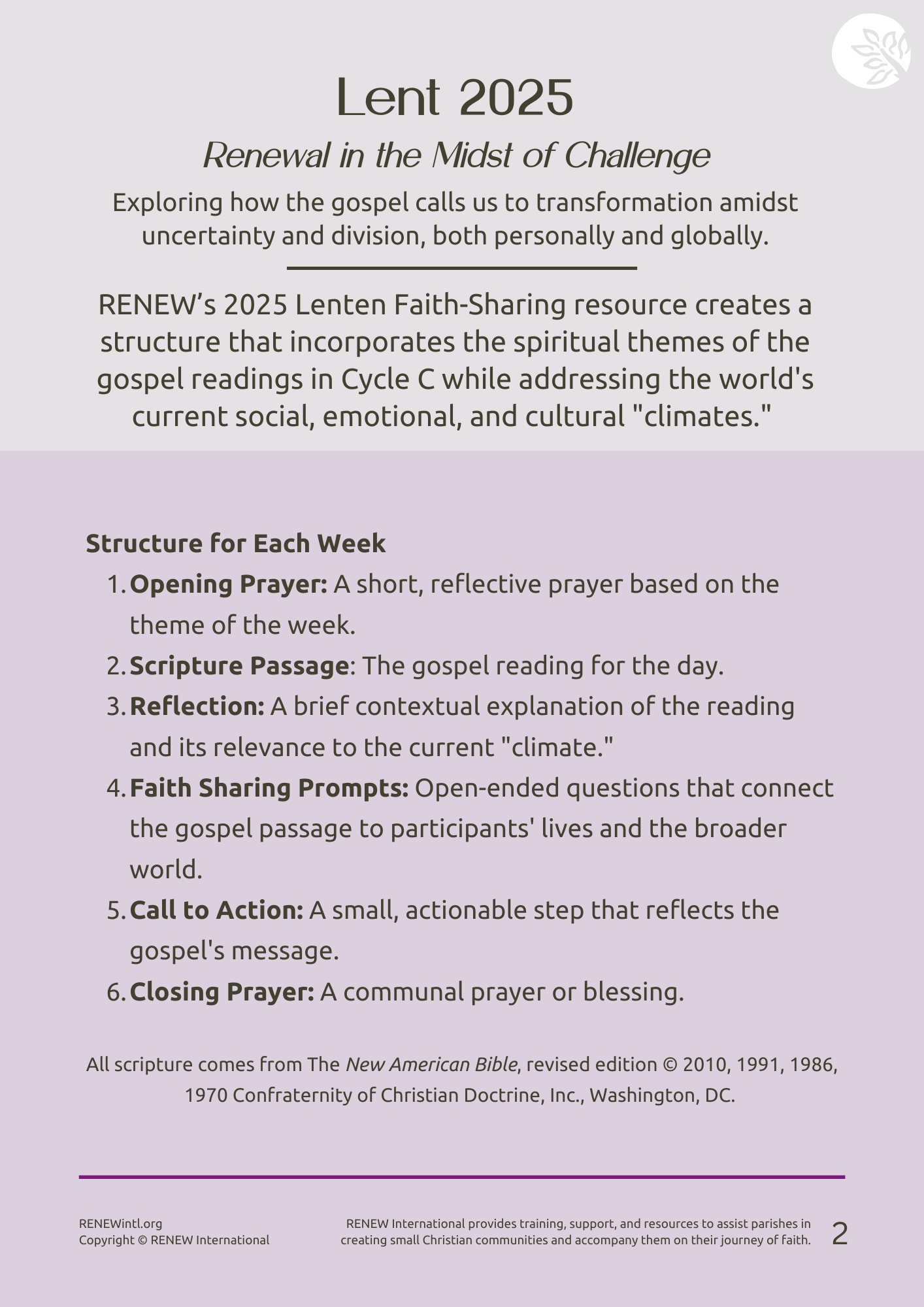 Lent 2025 - Renewal in the Midst of Change (Downloadable)